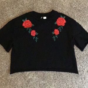 Women’s Black t-shirt with roses